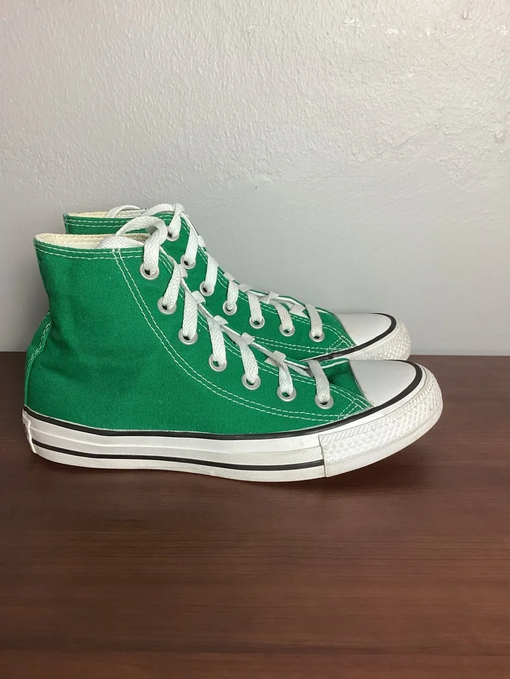Converse Green Chuck Taylor High-Top Canvas Sneakers with White Trim